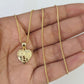 10K Solid Franco Chain Nugget Heart Pendant Charm Necklace 18"-24" 1mm Gold