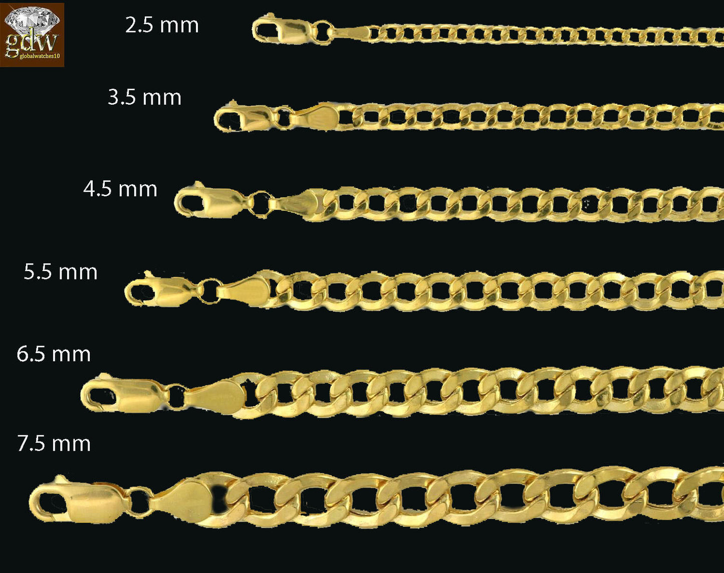 Real 10k Gold Cuban curb link chain Necklace 6.5mm 20" Authentic 10k Yellow Gold