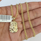 10K Gold Miami Cuban Chain Jesus Head 18"-28" 3mm Pendant Necklace SET Charm