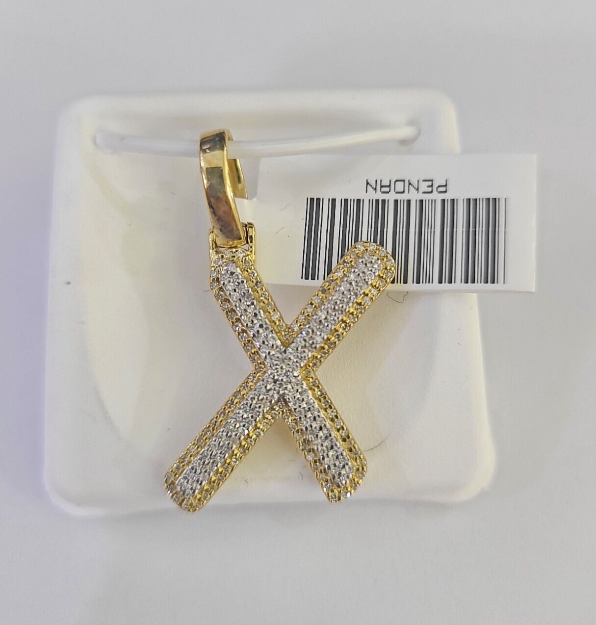 10k Yellow Gold Diamond X Charm Pendant Initial Alphabet Letter Real Genuine