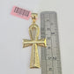 Real 14k Rope Chain Ankh Cross Charm Set 6mm 18"-28" Necklace Yellow Gold