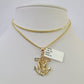 10K Franco Chain Eagle Anchor Pendant Charm Necklace 16"-24" 2mm Gold SET Yellow