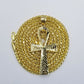 Real 10k Ankh Cross Yellow Gold Charm Chain Pendant Palm 20" 22" 24" 26" 28" 30"