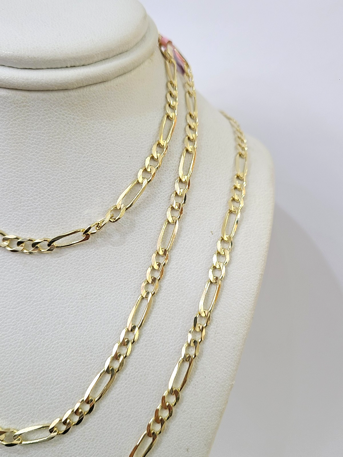 Real 14k Solid Gold Chain Figaro Link Necklace 4mm 18"-28" Men Women 14kt