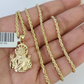 10k Solid Rope Chain 2mm Jesus Pendant Charm Necklace SET 18-22 in Ladies