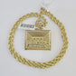 10k Solid Rope Chain Last Supper Charm Set 4mm 18"-30" Necklace Gold Pendant
