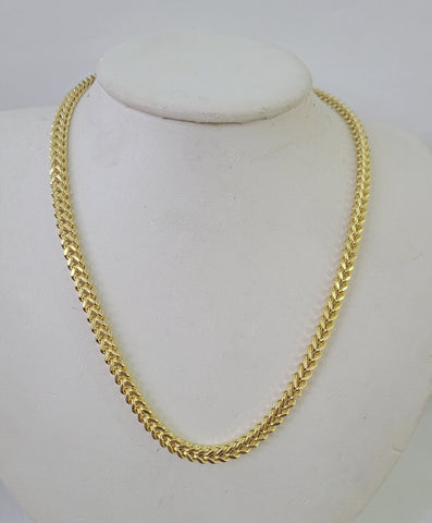 14K Franco Chain Necklace 4mm 26 Inch Real 14KT Men Women Yellow Gold