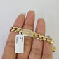 Real 10k Gold Monaco link Bracelet 7mm 7" 8" 10kt Men Women Box Clasp Genuine