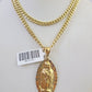 10k Miami Cuban Chain Virgin Mary Charm Set 4mm 18"-28" Necklace Yellow Gold