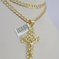 10k Solid Gold Cuban Curb Chain Jesus Cross Pendant 6mm 20"-30" SET Necklace