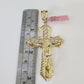 Real 14k Solid Chain Cross Charm Set Miami Cuban Link 6mm Necklace Pendant Gold