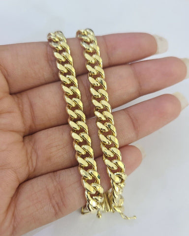 14K Miami Cuban Bracelet Yellow Gold Box Clasp 8" Inch 6mm Link