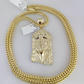 10K Franco Chain Necklace Jesus Head Pendant Charm 20"-28" 4mm Yellow Gold SET
