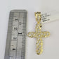 10K Gold Miami Cuban Chain Jesus Cross 18"-28" 3mm Pendant Necklace SET Charm