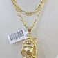 10k Figaro Chain Laughing Buddha Pendant Charm Gold 3mm 20-28 inch SET Necklace