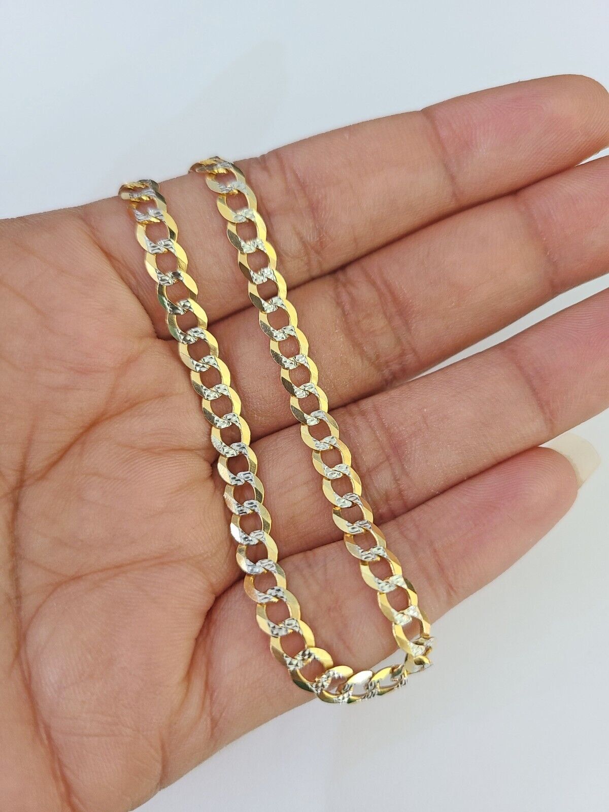 14K Cuban Curb Link Bracelet Diamond Cut 4mm 8" Inch REAL Yellow Gold