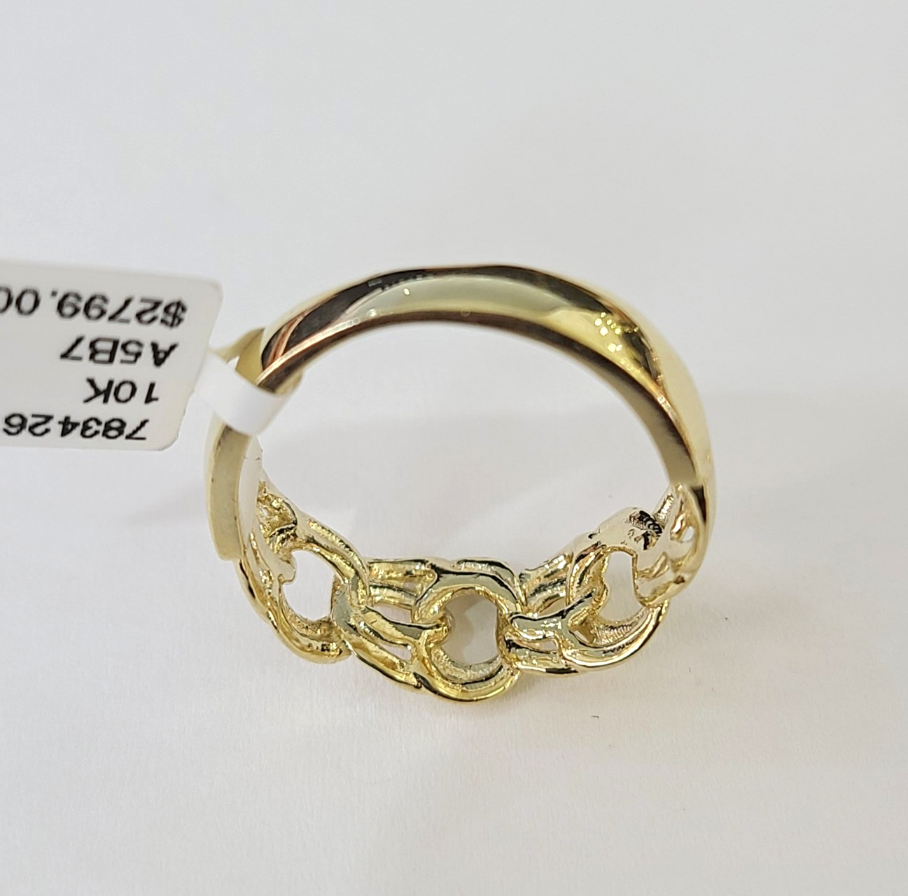 Real 10k Cuban Curb Ring Yellow Gold Women Men Genuine 10Kt