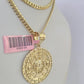 Real 14k Solid Chain Mayan Calendar Charm Set Miami Cuban 3mm Necklace Pendant