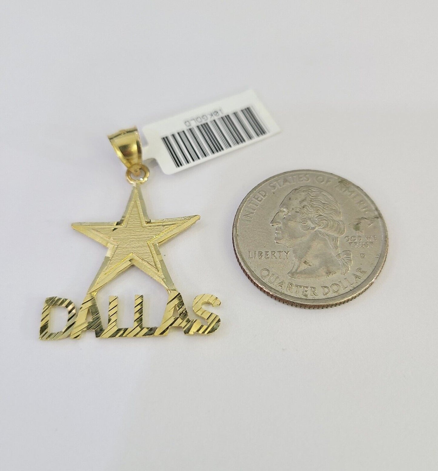 10k Solid Gold Cuban Curb Chain Dallas Star Pendant 2mm 18"-24" SET Necklace