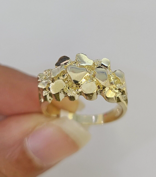 Real 10k Nugget Ring Yellow Gold Casual Ring 10kt Genuine