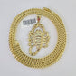 10K Franco Chain Scorpio Pendant Charm Necklace 20"-28" 4mm Gold SET Yellow