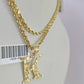 10k Gold Initial K Charm Rope Chain 16"-26" 2.5mm SET Necklace Alphabet Pendant