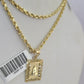 10k Gold Initial A Charm Rope Chain 16"-26" 2.5mm SET Necklace Alphabet Pendant