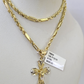 10k Milano Rope Chain Jesus Cross Charm Necklace SET 3mm 18"-26" Pendant