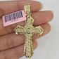 14k Jesus Christ CZ Cross Charm Pendant 2" Yellow Gold REAL Genuine Diamond Cuts