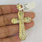 10k Solid Gold Cuban Curb Chain Jesus Cross Pendant 6mm 20"-30" SET Necklace