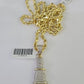 10k Solid Rope Chain Plug Socket Charm Diamond Set 4mm 20"-28" Necklace Gold