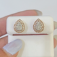 Real 10k Rose Gold Earrings Pear Shaped Diamond Screw-Back Women Men Studs