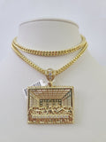 10K Franco Chain Last Supper Pendant Charm Necklace 20"-28" 4mm Yellow Gold SET