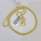 10K Franco Chain Jesus Head Pendant Charm Necklace 16"-24" 2mm Gold SET Yellow