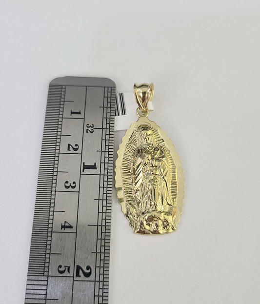 10k Solid Rope Chain 3mm Virgin Mary Pendant Charm Necklace SET 18-28 in