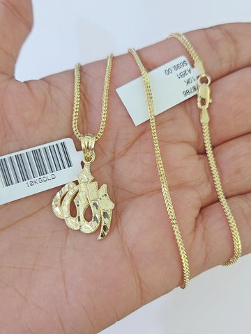 10K Gold Franco Chain Allah Charm SET Length 16-20 inches 1mm Ladies Women