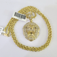 10k Solid Rope Chain 3mm Lion Head Pendant Charm Necklace SET 18-26 in