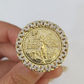 10k Diamond 50 Pesos Ring 1947 Mexico Mexican Mens Yellow Gold