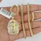 10K Franco Chain Pharaoh Pendant Charm Necklace 20"-26" 3mm Gold Yellow SET