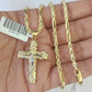 10k Milano Rope Chain Nugget Cross Charm Necklace SET 3mm 18" 20" 22" 24 Pendent