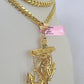 Real 14k Solid Chain Jesus Anchor Charm Set Miami Cuban 6mm Necklace Pendant