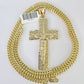 10K Franco Chain Jesus Crucifix Cross Pendant Charm Necklace 20"-28" 4mm Gold