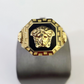 Real 10k Ring Medusa Head Fancy Black Design Yellow Gold Men Casual 10kt