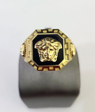 Real 10k Ring Medusa Head Fancy Black Design Yellow Gold Men Casual 10kt