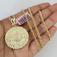 14k Miami Cuban Chain Mayan Calendar Charm Pendant 3mm 18"24" inch SET Necklace