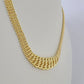 10K Gold Flat Byzantine Link Princesa Necklace Bracelet 7mm Real Yellow SET