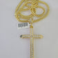 10K Franco Chain Jesus Cross Pendant Charm Necklace 20"-28" 4mm Gold Yellow SET