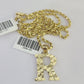 10k Gold Initial R Charm Rope Chain 16"-26" 2.5mm SET Necklace Alphabet Pendant