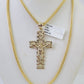 10K Franco Chain Jesus Cross Pendant Charm Necklace 20"-26" 2.5mm Yellow Gold