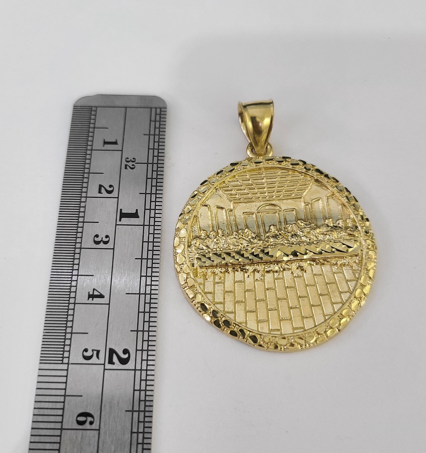 Real 10k Gold Rope Chain Last Supper Nugget Pendant Set 5mm 18"-28"